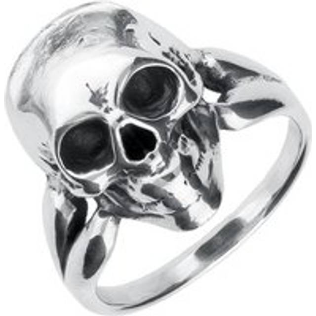 Sterling Silver Skull Split Shank Ring - Silver