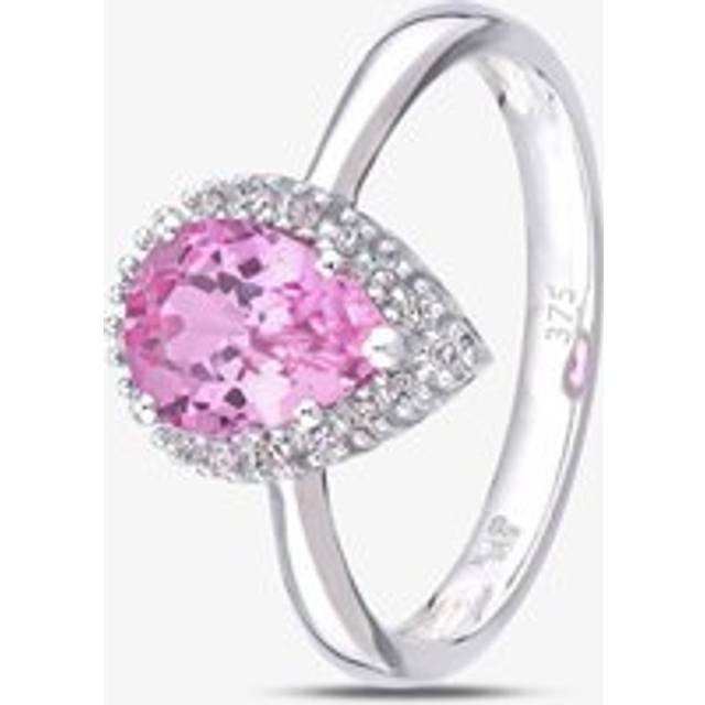 9ct White Gold Pink Sapphire Diamond Pear Cluster Ring PR07331WCPSA K - Silver