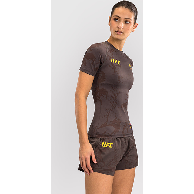 UFC Fusion Women's Short Sleeve Rashguard Solid Earthen Brown