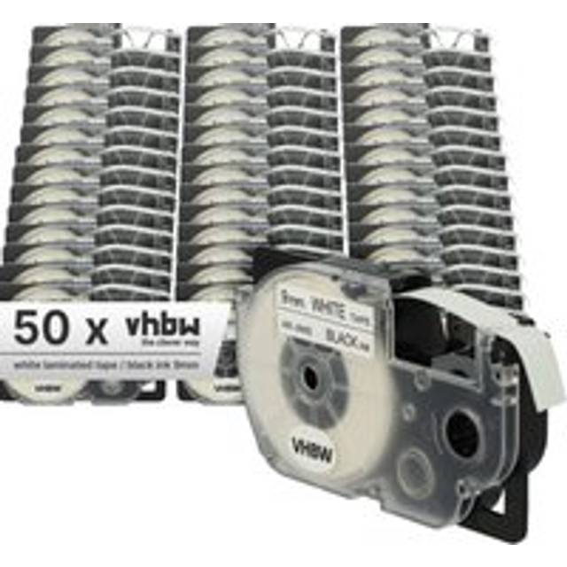 Vhbw - 50x Label Tape compatible with Casio KL-130, KL-200, KL-2000, KL-120, KL-100E, KL-1500, CW-L300 Label Printer 9 mm, Black on White