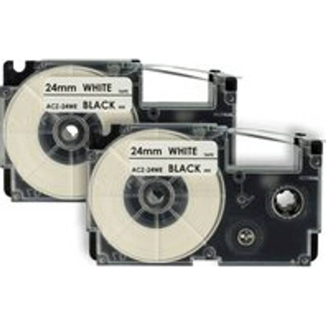 Vhbw - 2x Label Tape Replacement for Casio XR-24WE, XR-24WE1 for Label Printer 24mm Black on White