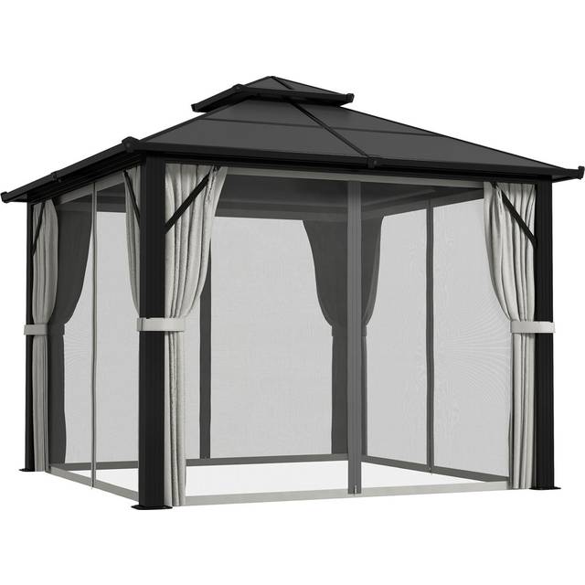25 Ft. W x 25 Ft. D Aluminium Hardtop Gazebo - Grey (300cm W X 300cm D X 263cm H)