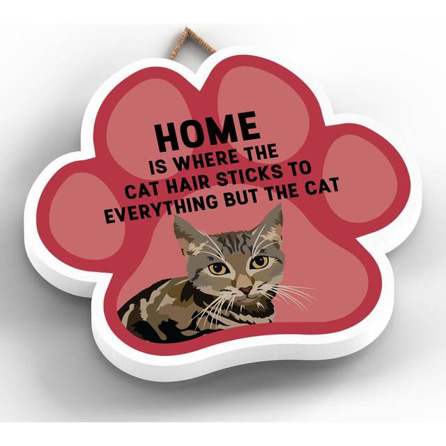 Cat 12 Home Cat Hair Sticks To Everything Wall Décor - Black;White;Red (9.2cm H X 9.9cm W)
