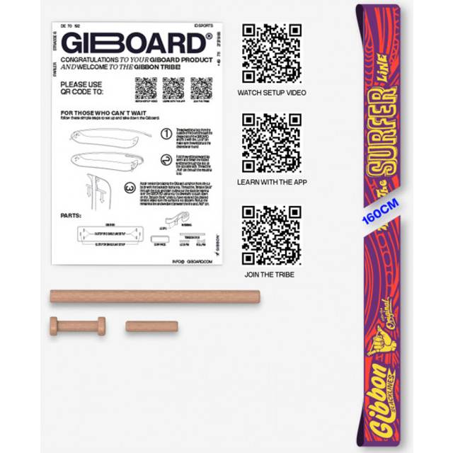 Gibbon Slacklines - Giboard Line - Slacklining size 160 x 5 cm, surfer