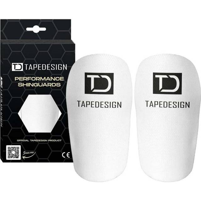 TAPEDESIGN® – Performance Shinguards 2.0 – benskydd fotboll män, kvinnor och barn vit – shin pads för fotbollsstöd, individuellt anpassningsbara, för insättning – skenbenskydd halkfri