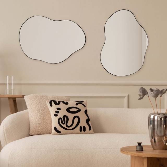 Metal Asymmetrical Mirror - Black (70cm H X 50cm W X 2cm D)