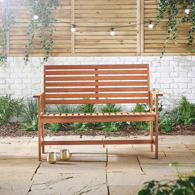 Manufactured Wood Garden Bench - Brown (88cm H X 120cm W X 65cm D)