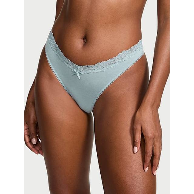 Victoria's Secret Jupiter Blue Thong Lace Waist Knickers - jupiter blue - XL