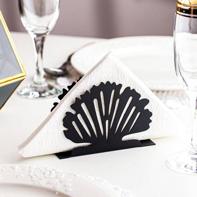 Metal Standing Napkin Holder - Black (6cm H X 13cm W X 8cm D)