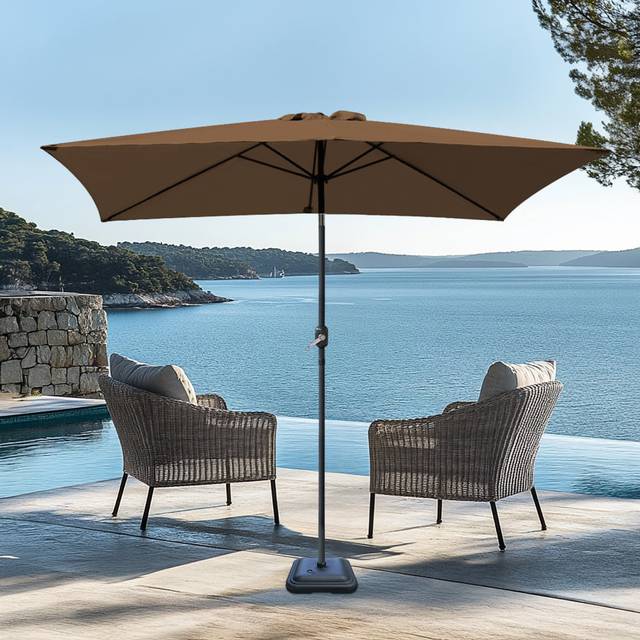 300cm Market Parasol - Coffee (300cm W X 200cm D)