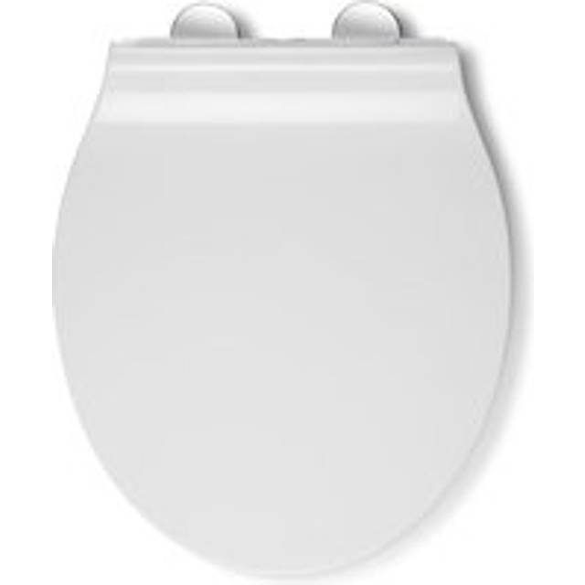Orta Slimline Soft Close Toilet Seat - Quick Release Button for Easy Cleaning and Adjustable Hinges with Top and Bottom Fixings Included, Antibacteria - White (37.6cm W X 44.2cm D)