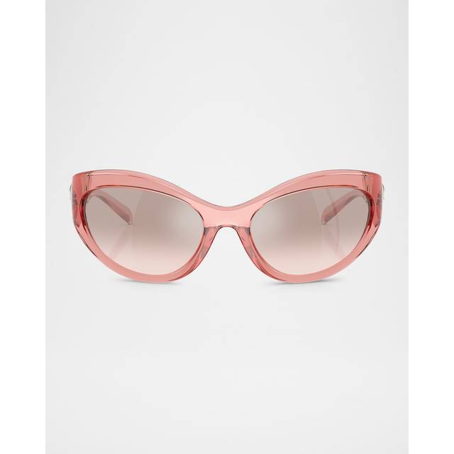 Versace Woman VE4485  53228Z Sunglasses Injected Pink Brown Cat Eye Mirrored Shaded