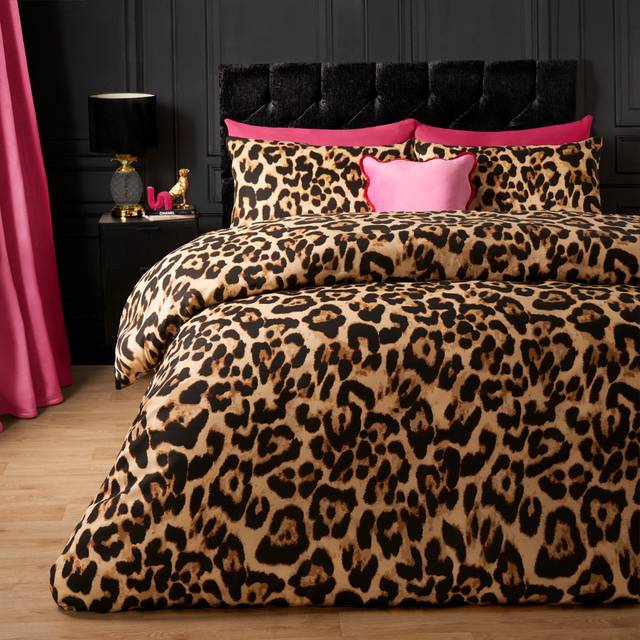 OHS Leopard Print Duvet Cover Set, Natural - Single