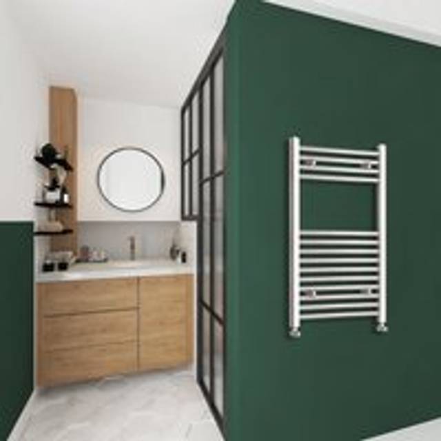 Aica Sanitaire - aica 800x450mm(HxW) Chrome Straight Central Heating Towel Rail Radiator