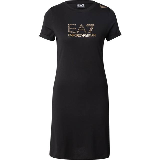 Emporio Armani Ea7, Klänning, Dam, S, Svart Klänning med Gyllene Nitar - black (S)