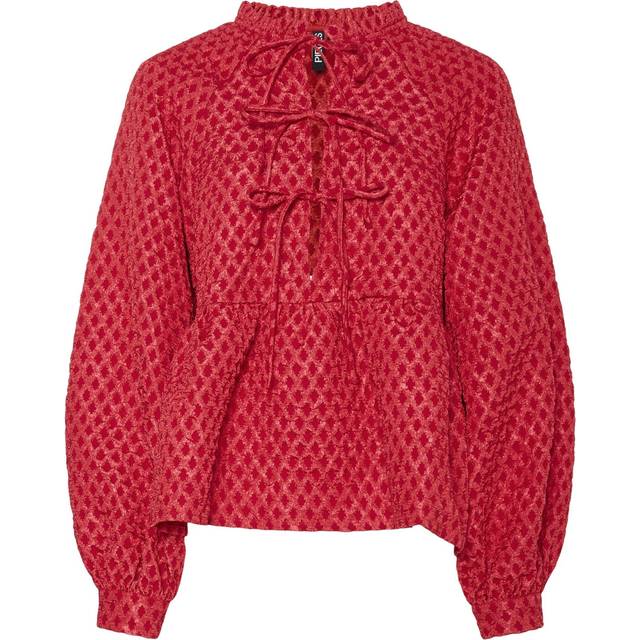 Pieces Pcnibe Langærmet Bluse - Rød