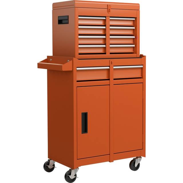 High Capacity Tool Storage Cabinet with Lockable Wheels-Orange