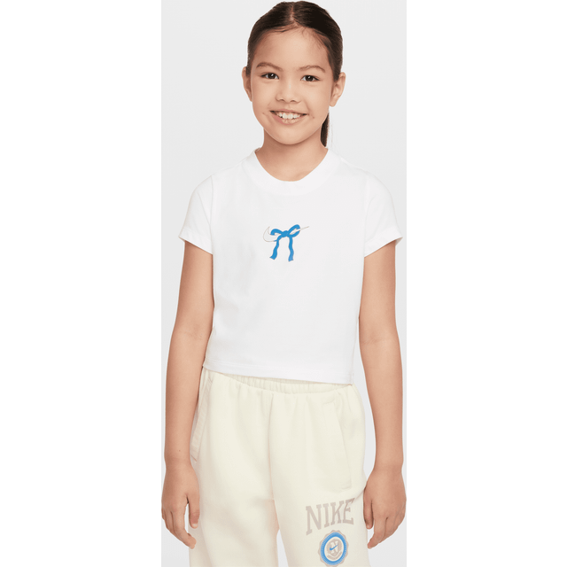 Nike Sportswear Older Kids' (Girls') T-Shirt - White - Modal/Cotton/Elastane - L