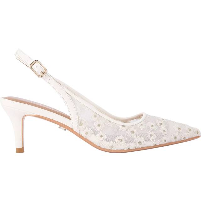 Carvela Positano Floral Mesh Pointed Slingback Courts, White/Multi