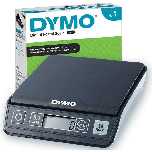 DYMO M2 Digital fraktvåg | 2 kg kapacitet USB vägningsvåg | Kompakt storlek 18,5 cm L x 16 cm B x 4,4 cm H