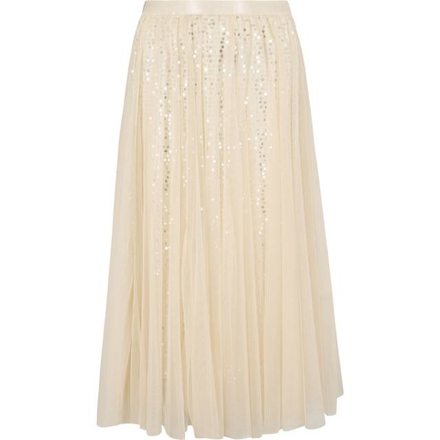 Womens Sequin Tulle Midaxi Skirt - Beige - 10