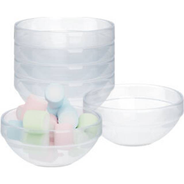 Glass Dessert Bowls, Set of 6, 300 ml, for Pudding, Salads and Snacks, Round Serving Dishes, Transparent - Relaxdays
