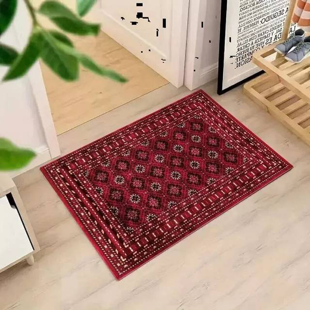 Traditional Door Mat Indoor Large Welcome Door Mat Entrance Rug Door Mat - Red (60cm W X 110cm L)