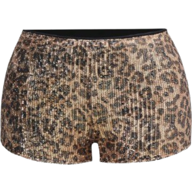 ROMWE Vintage Low Waist Super Short Leopard Print Sparkly Women&#39;s Shorts Hotpants, Rave Festival