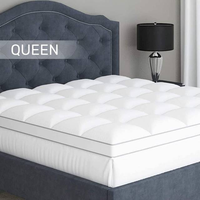 Sleep Mantra 100% Cotton Mattress Topper Queen Size - Premium Quality Cooling Mattress Topper Queen - Deep Pocket Fit up to 20 inch - Extra Soft Highl