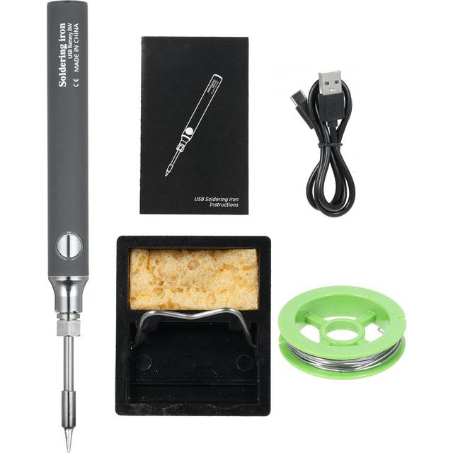 Cordless Soldering Iron Kit, USB Rechargeable Mini Cordless Soldering Iron, 5V Portable Low-Voltage grey