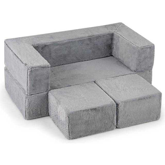 Modular Kids Sofa Childrens Fold Out Couch High Chair with Armrests-Grey