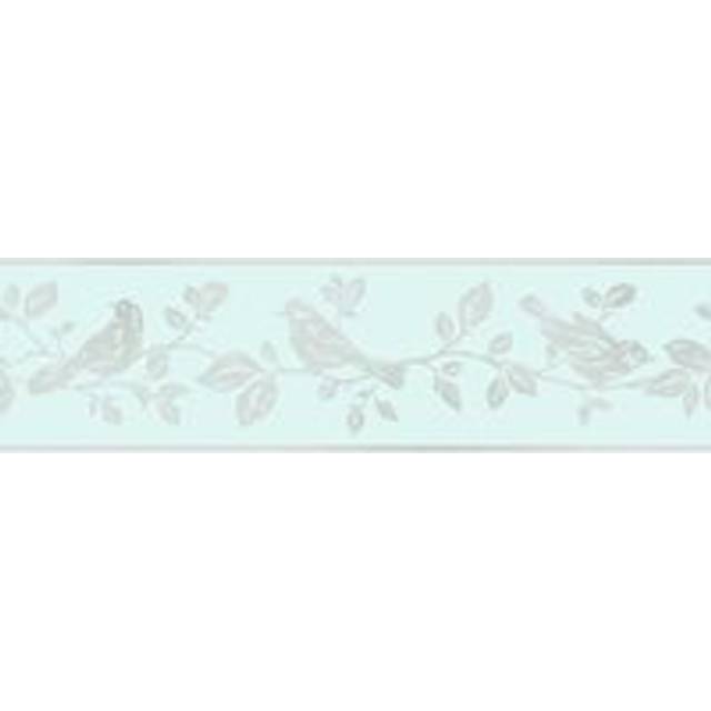 Fine decor glitz shiny glimmer glitter silver teal birds leaf wallpaper border
