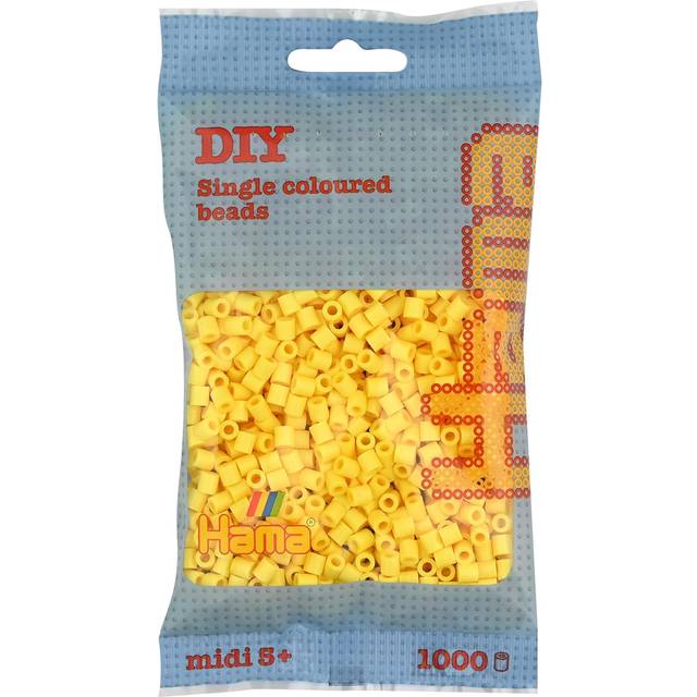 Hama 1000 Midi Beads In Bag Cylindrical Plastic - Light Yellow