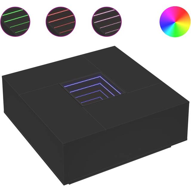 Soffbord med Infinity LEDs svart 100x100x40 cm