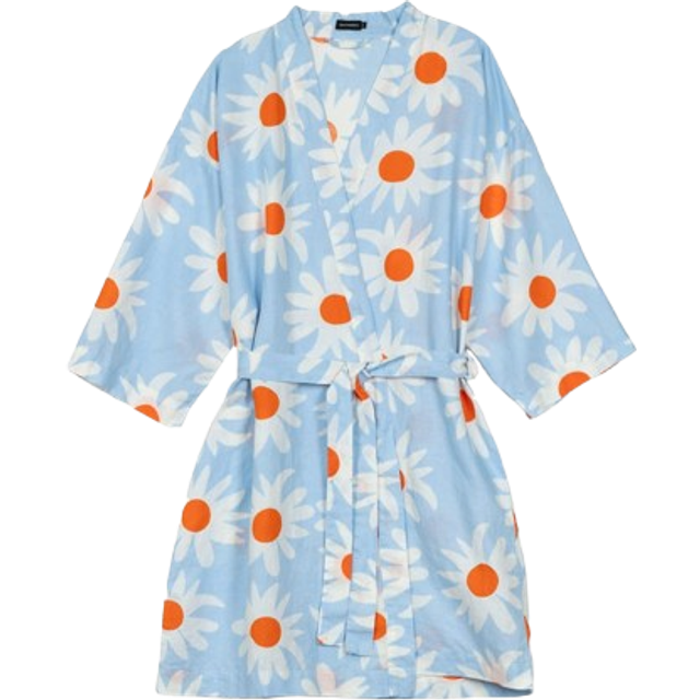 Marimekko Rakastaa ei rakasta bathrobe Orange-Off-white-light blue
