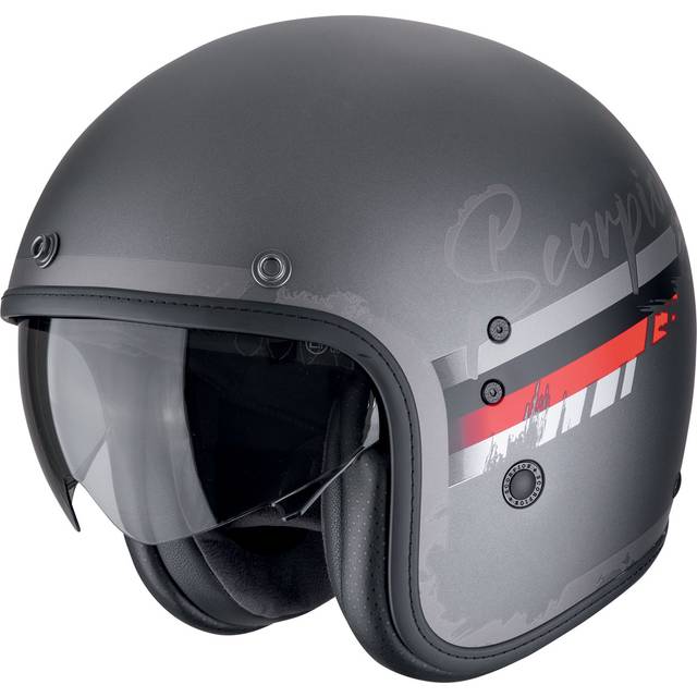 Scorpion Belfast Evo Adonis, open face helmet , color: Matt Grey/Red/Black , size: XL