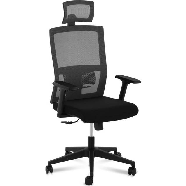 Ergonomisk kontorsstol i mesh med svankstöd och nackstöd, max. 150 kg