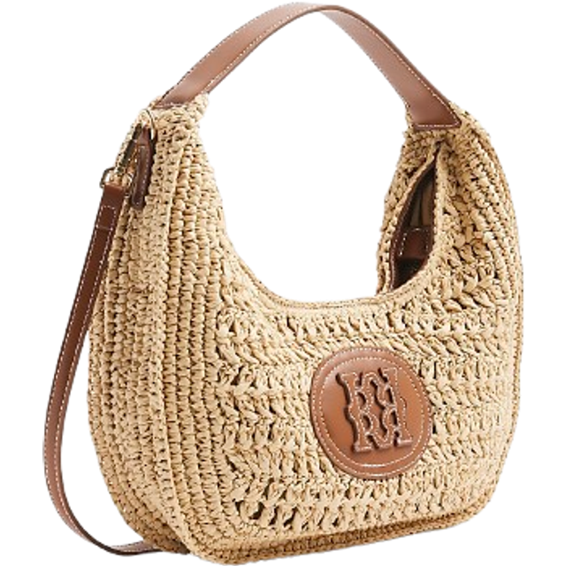 River Island Scooped Raffia Shoulder Bag - Beige, Beige, Women