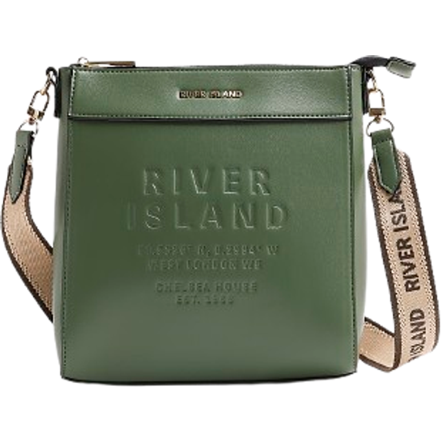 River Island Womens Green Faux Leather Embossed Cross Body Bag - One Size