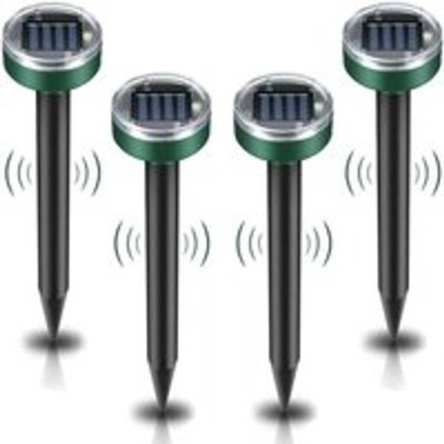 Cyslmuk - 4pcs Solar Mole Repellent, Ultrasonic Pest Repeller - Mole Control with IP65 Waterproof, Garden Mole Repellent Mole Repellent