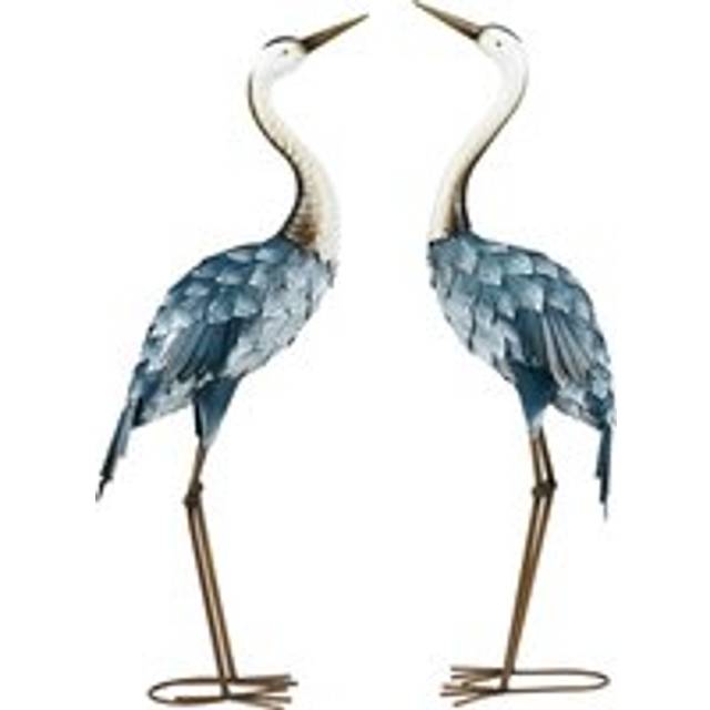 Outsunny Crane Garden Ornaments, 2 Pcs Garden Statue Set, Steel Garden Gifts For Patio Pond Landscape Decoration, Multi-colour