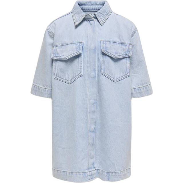 Only Kids Girls Sophie Oversized Denim Shirt Dress - Light Blue Denim, Light Blue Denim, Size 13 Years - 13 YEARS