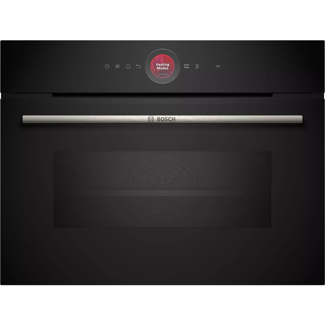 Bosch CMG7241B1, Serie 8 smarter Einbau-Kompaktbackofen mit Mikrowellenfunktion, 45 x 60 cm, Schwarz, Made in Germany, Air Fry, Digitaler Bedienring, Touchdisplay, Automatikprogramme Reinigungshilfe