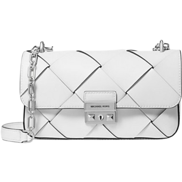 MK Tribeca Small Woven Leather Shoulder Bag - White - Michael Kors - ONE SIZE