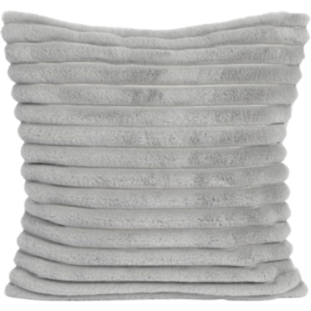 OHS 2 Pack Faux Fur Thick Ribbed Cushion Covers - Grey