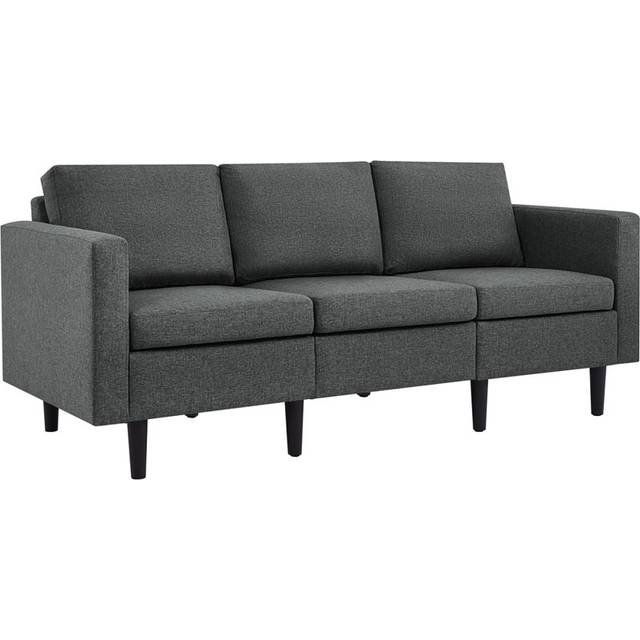 199Cm Linen Square Arm Sofa - Dark Grey (80cm H X 188.5cm W X 79cm D)