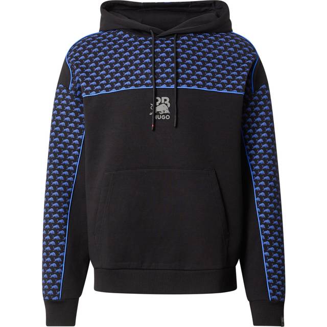 HUGO X RB Dilverston Piped Overhead Hoodie - Black, Black, Size L, Men