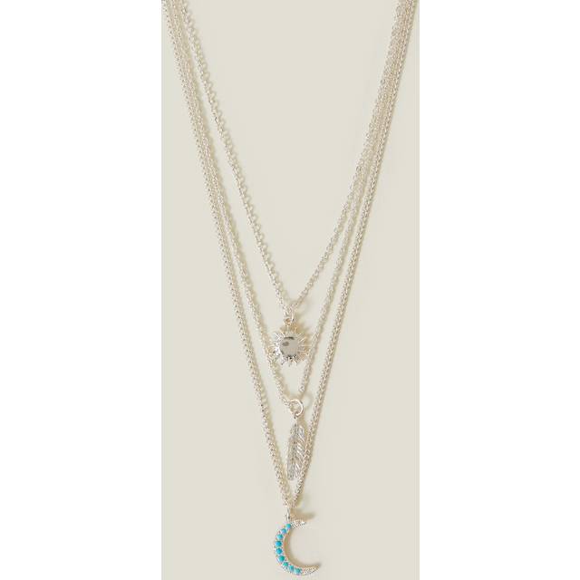 Red Celestial Pendant Layered Necklace Silver - Accessorize - One Size