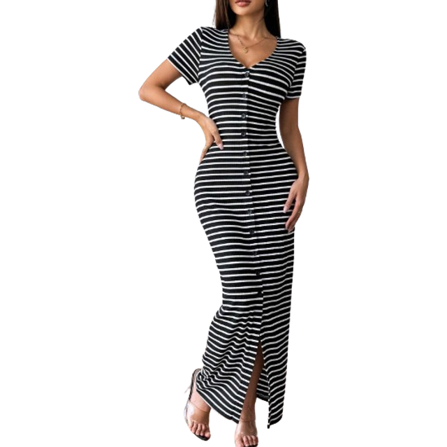 Firerie Women Elegant Commuter Striped Short Sleeve Dress,Summer Dresses For Women