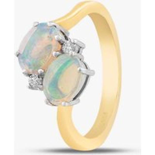 18ct Yellow Gold Oval Opal & Brilliant Cut Diamond Twist Ring 59210OPG6 M - Multi-Coloured